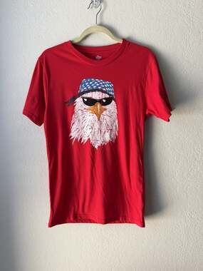 Vintage Celebrate America Patriotic Eagle Biker Men's T-Shirt Red Size small